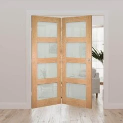 Coventry Obscured Glazed Unfinished Oak Internal Door Fold Kit