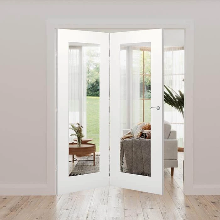 Denver Clear Glazed White Primed Internal Door Fold Kit 3 Denver Clear Glazed White Primed Internal Door Fold Kit