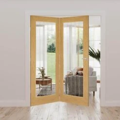 Ely 1L Glazed Prefinished Oak Internal Door Fold Kit