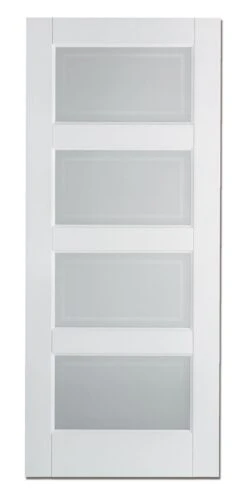 Contemporary 4L Frosted Glazed White Primed Door