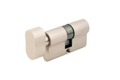 Cylinder Lock With Key & Knob -Home Door Shop cylinder lock satin nickel back