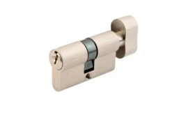 Cylinder Lock With Key & Knob -Home Door Shop cylinder lock satin nickel front