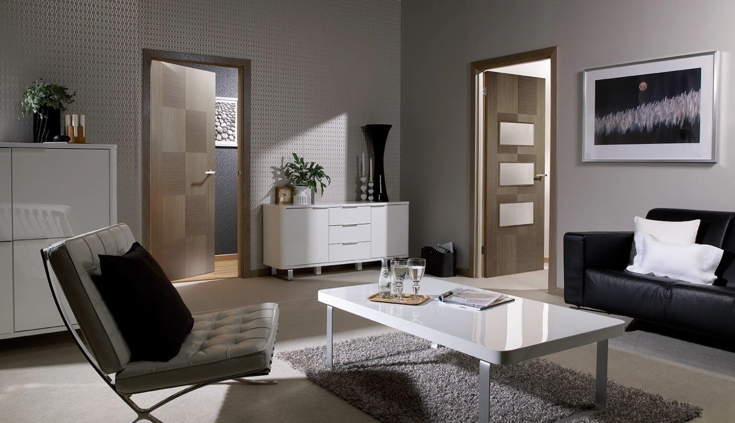 Apollo Prefinished Chocolate Grey 3L Internal Glazed Door 4 Apollo Prefinished Chocolate Grey 3L Internal Glazed Door - Image 2