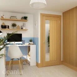 Ely Prefinished Oak 1SL Glazed Internal Door -Home Door Shop ely oak 1sl l watermark prefinished 1