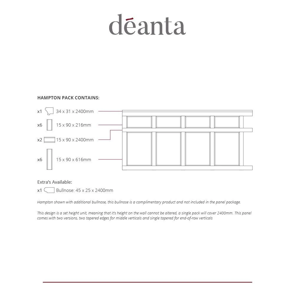 White Primed Hampton Wall Panelling 6 White Primed Hampton Wall Panelling - Image 4