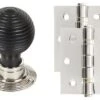 Beehive Door Knob & Hinge Pack - Wood & Nickel -Home Door Shop ii nickel ebonised behive door knob hinge pack 1