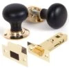 Bun Door Knob Pack - Wood & Polished Brass -Home Door Shop ir anv 83563 pk