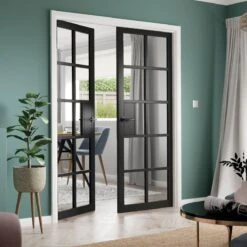 Plaza Black Clear Glass Internal Door -Home Door Shop jbk plaza black glass 3