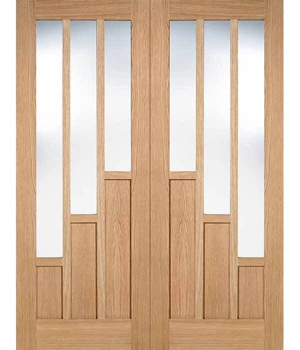 Coventry Unfinished Oak Clear Glazed Internal Door Pair 3 Coventry Unfinished Oak Clear Glazed Internal Door Pair