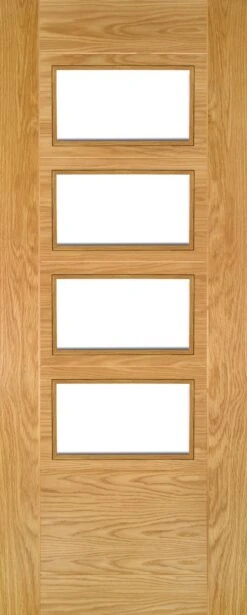 Deanta Seville Clear Glazed 4P Prefinished Oak Door