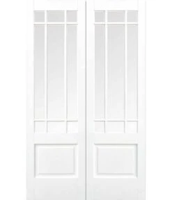 Downham White Primed Clear Glazed Internal Door Pair