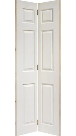 Textured 6 Panel White Bi-Fold Door